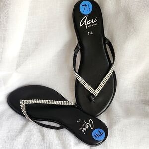Apri Made in Italy New W/O Tags Black and Rhinestone Sandals 7.5, $25